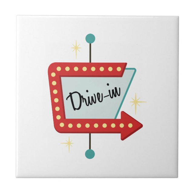 Drive-In Sign Ceramic Tile (Front)