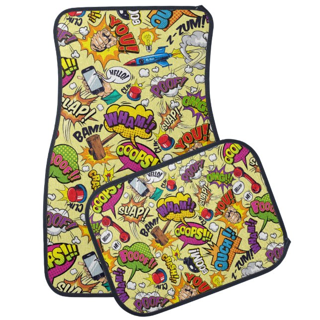 Drive in Style: Retro Comic Cool Car Mats (Set)