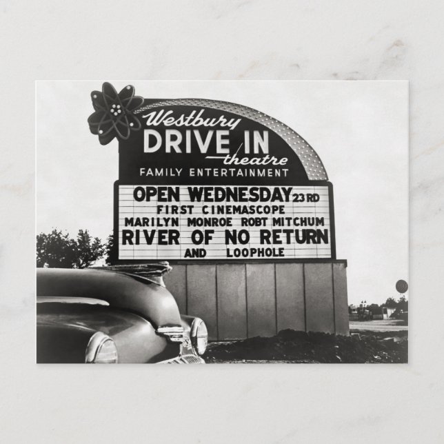 Drive-In Theater, 1954 Postcard (Front)