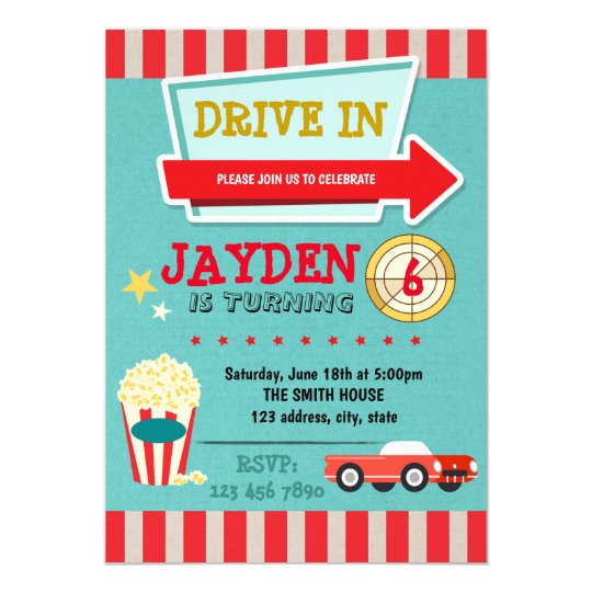 Drive in theme movie party invitation | Zazzle.com