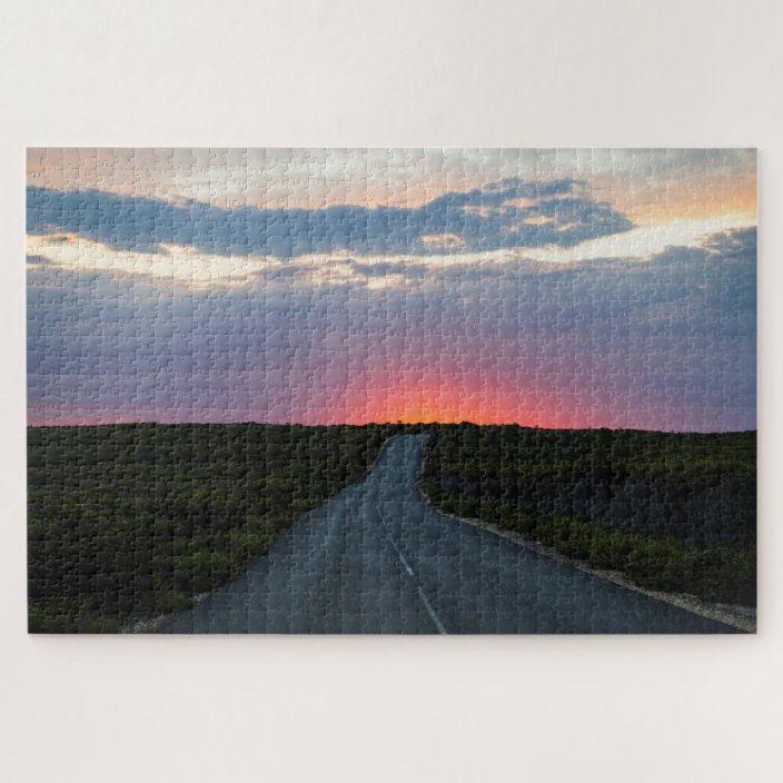 Drive Into A Pink Sunset 1014 Pieces Jigsaw Puzzle Zazzle Com