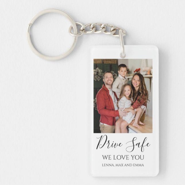 Drive Safe Custom Photo Car Keychain (Front)