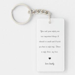drive safe cute heart love back photo car keychain