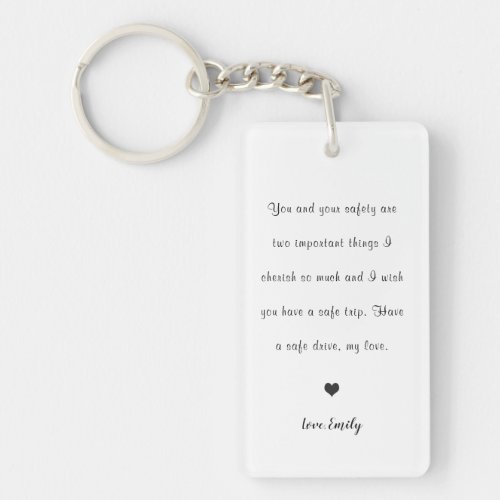 drive safe cute heart love back photo car keychain