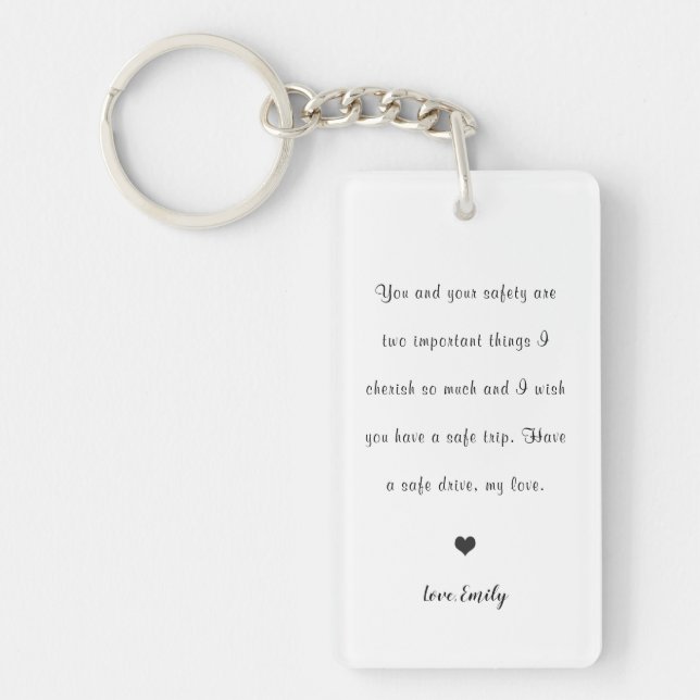 drive safe cute heart love back photo car keychain (Front)