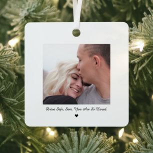 Drive Safe Minimal Photo Car Ornament