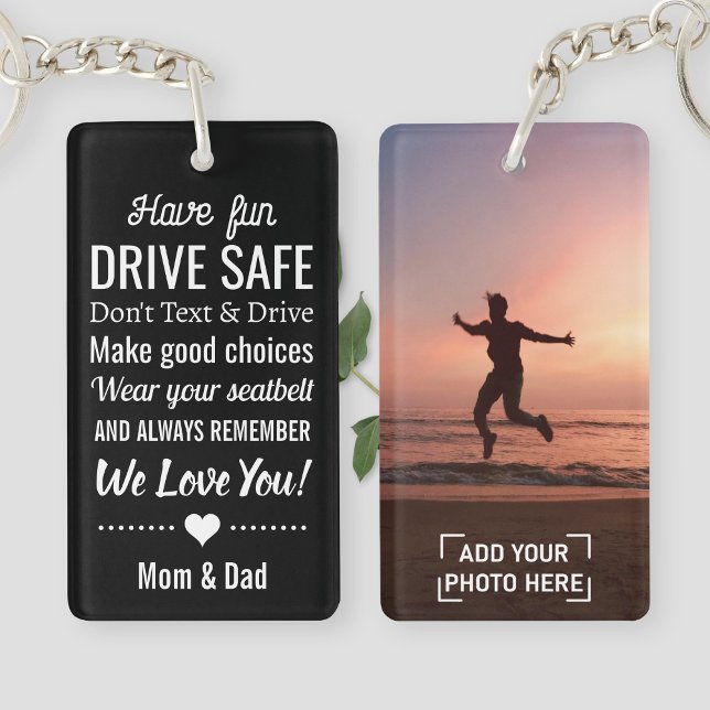 Drive Safe Reminder for Son/Daughter Custom Photo Keychain (Creator Uploaded)
