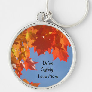 Drive Safely! Love Mom keychains Colorful Leaves