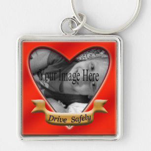 Drive Safely Photo Heart Keychain