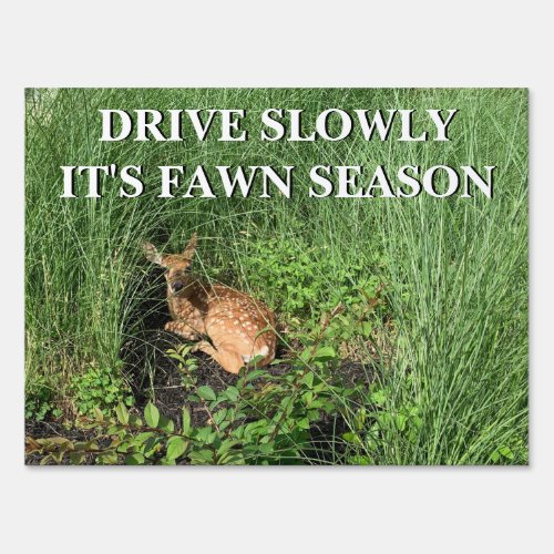 Drive Slowly Fawn Season Baby Deer Warning Yard Sign