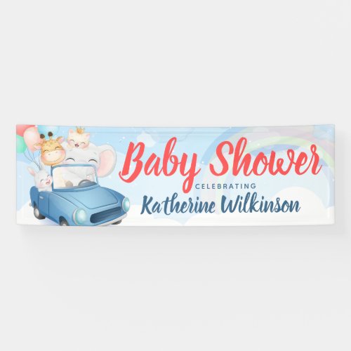 Drive Through  Baby Shower Baby Animals Banner