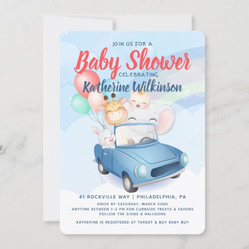 Drive Through  Baby Shower Baby Animals  Invitati Invitation