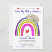 Drive Through Baby Shower Cute Sloths Boho Rainbow Invitation (Front)