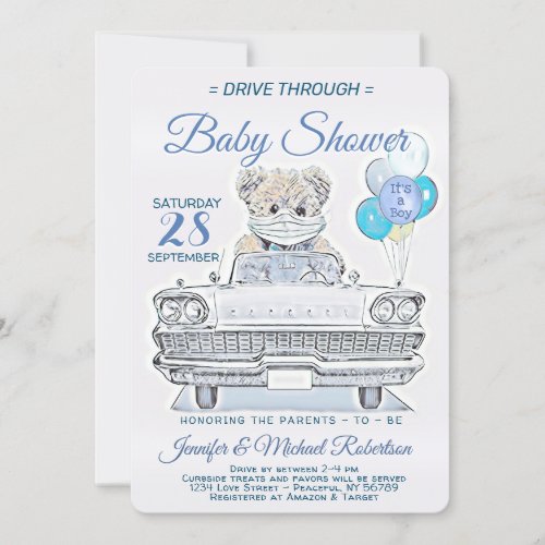 Drive Through Baby Shower for a Boy Invitation