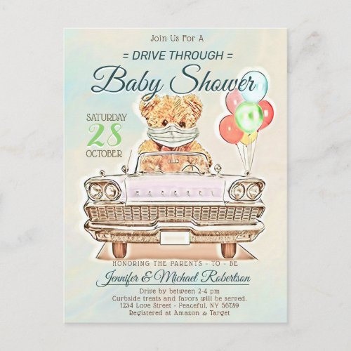 Drive Through Baby Shower for Boy or Girl Postcard