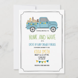 Editable Fall Pumpkin Drive By Baby Sprinkle Shower Invitation Boy Blue Pickup Truck Drive Through Baby Shower Instant Download 1261V1