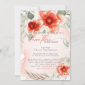 Drive-thru Bridal Shower Bold  Coral Flower Invitation (Front)
