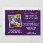 Drive Thru Purple Gold Photo Graduation Party Invitation (Back)