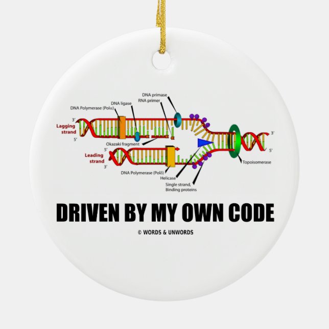 Driven By My Own Code (DNA Replication) Ceramic Ornament (Back)