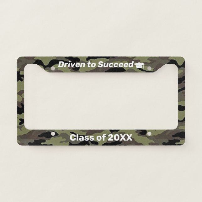 Driven To Succeed Grad Plate - Camo License Frame (Front)