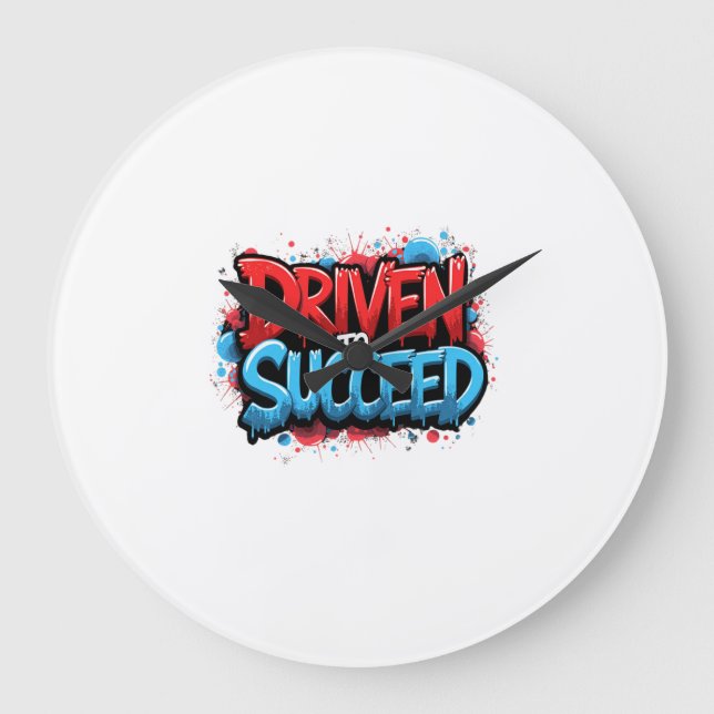Driven to Succeed – Graffiti Car Enthusiast Large Clock (Front)