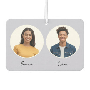 Driver and Partner Photos Names Reversible Custom Air Freshener