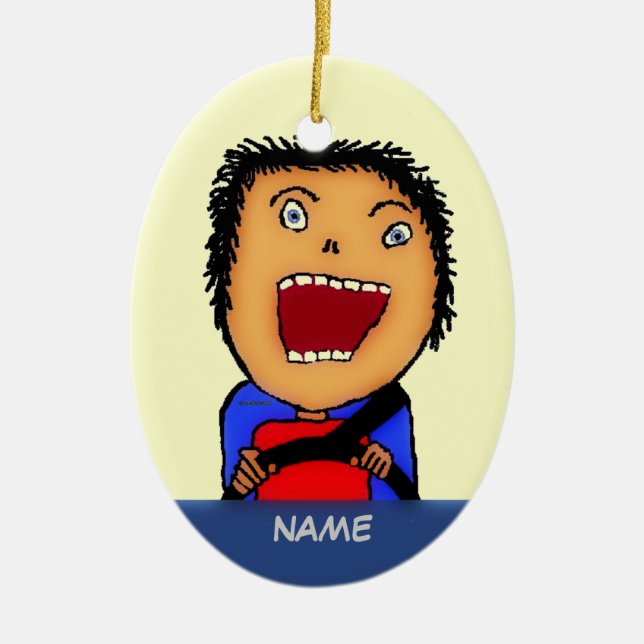 Driver Cartoon Ceramic Ornament (Front)