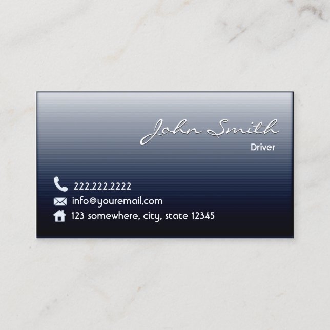 Driver Elegant Navy Blue Business Card (Front)