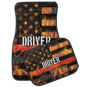 Driver Firefighter Flag Car Floor Mat