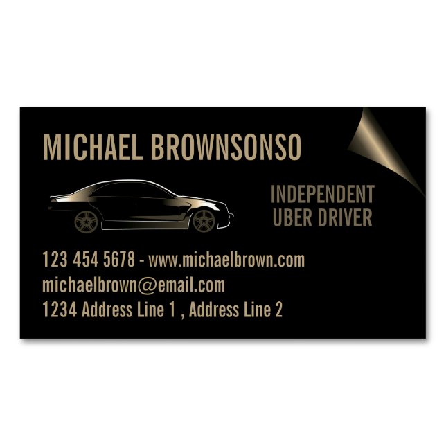 Driver Independent Car seat gold Business Card Magnet (Front)