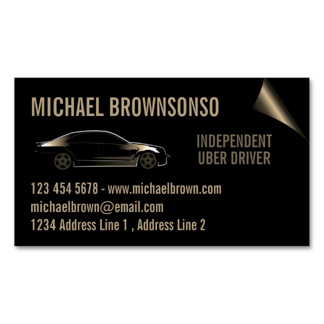 Driver Independent Car seat gold Business Card Magnet