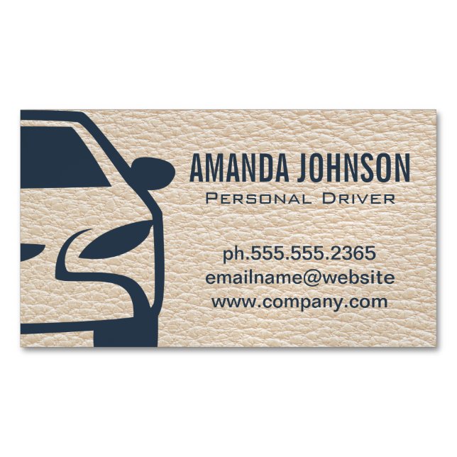 Driver | Leather Background Business Card Magnet (Front)