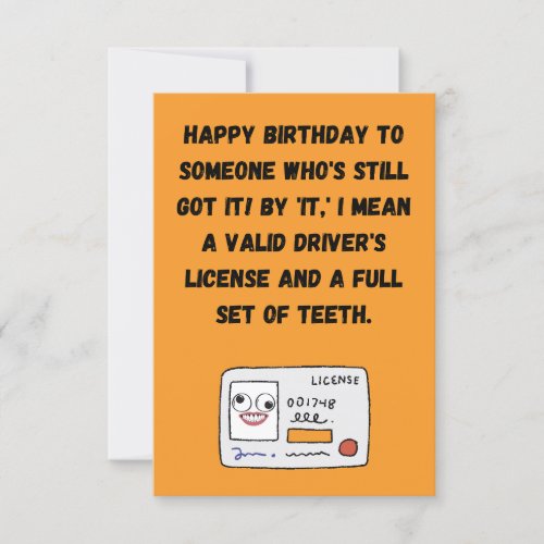 Driver License Funny Birthday Greeting Card