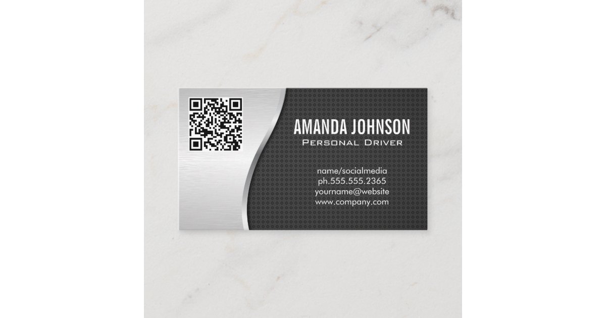 Driver | Metallic Background | QR Code Business Card | Zazzle