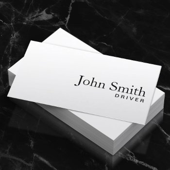 Driver Minimalist Plain White  Business Card by cardfactory at Zazzle