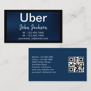 Driver Minimalist Typography Elegant Blue QR Code Business Card