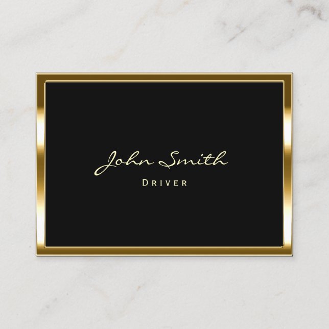 Driver Modern Gold Framed Business Card (Front)