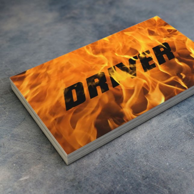 Driver Professional Burning Fire Flame Typography Business Card (Creator Uploaded)