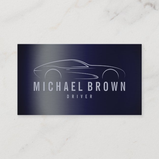 Driver Professional Metallic Navy Blue Business Card