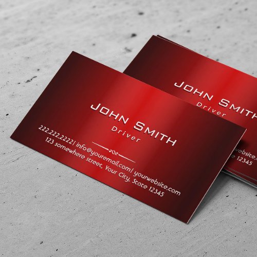 Driver Professional Red Metallic Business Card