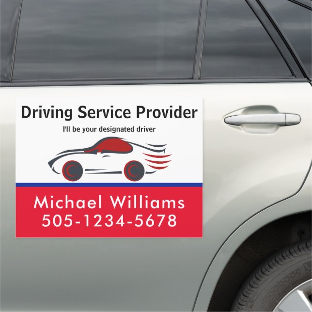Driver Service Add Your Custom Text Taxi Service Car Magnet (In Situ)