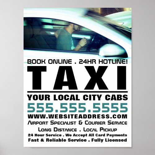 Driver Taxi Cab Firm Advertising Poster