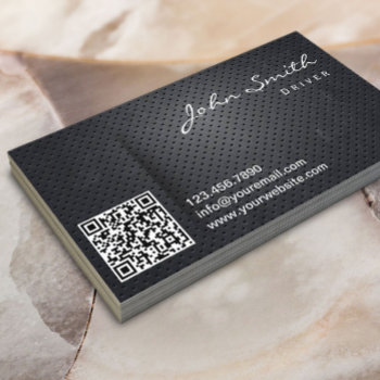 Driver Taxi Limo Cool Black Metal Qr Code Business Card by cardfactory at Zazzle