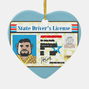 Driver's License Man photo ID vector Ceramic Ornament