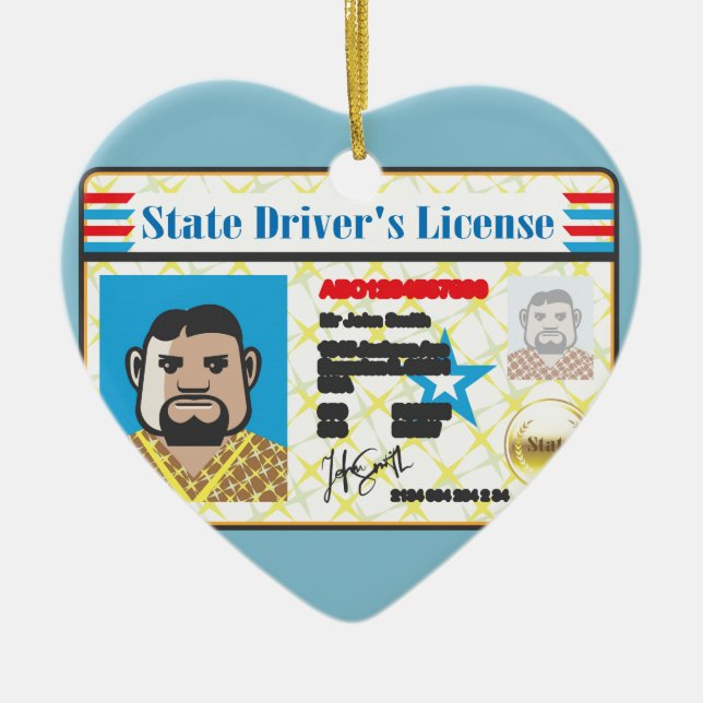 Driver's License Man photo ID vector Ceramic Ornament (Front)