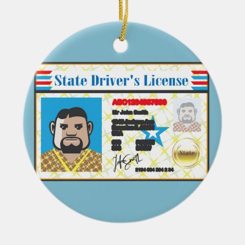 Drivers License Man photo ID vector Ceramic Ornament