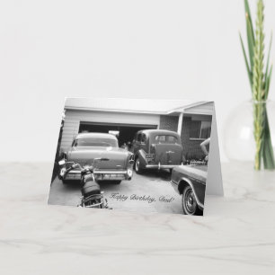 Driveway Full of Vintage Cars Dads Birthday Card