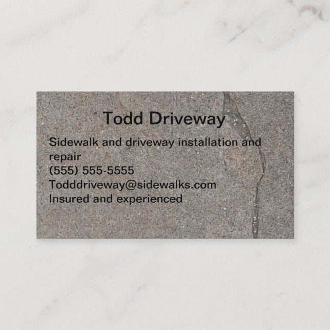 Driveway installation and repair business card (Front)
