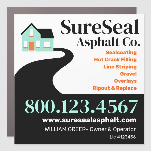 Driveway Sealing - Asphalt Repair & Maintenance Car Magnet (Front)