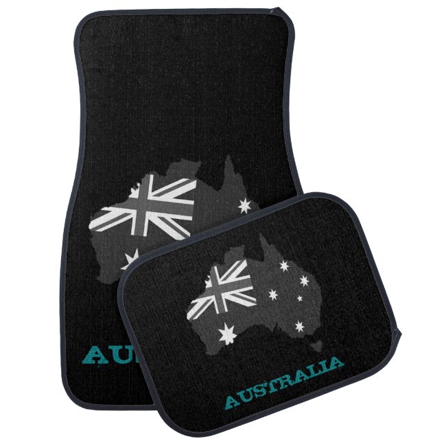 Driving Australia & Australian flag, Map Car Floor Mat (Set)